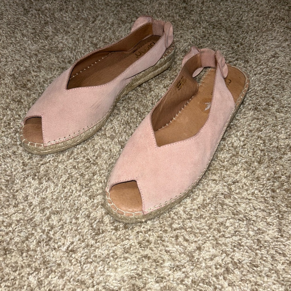 Pink Open Toe Suede Slingback Sandal